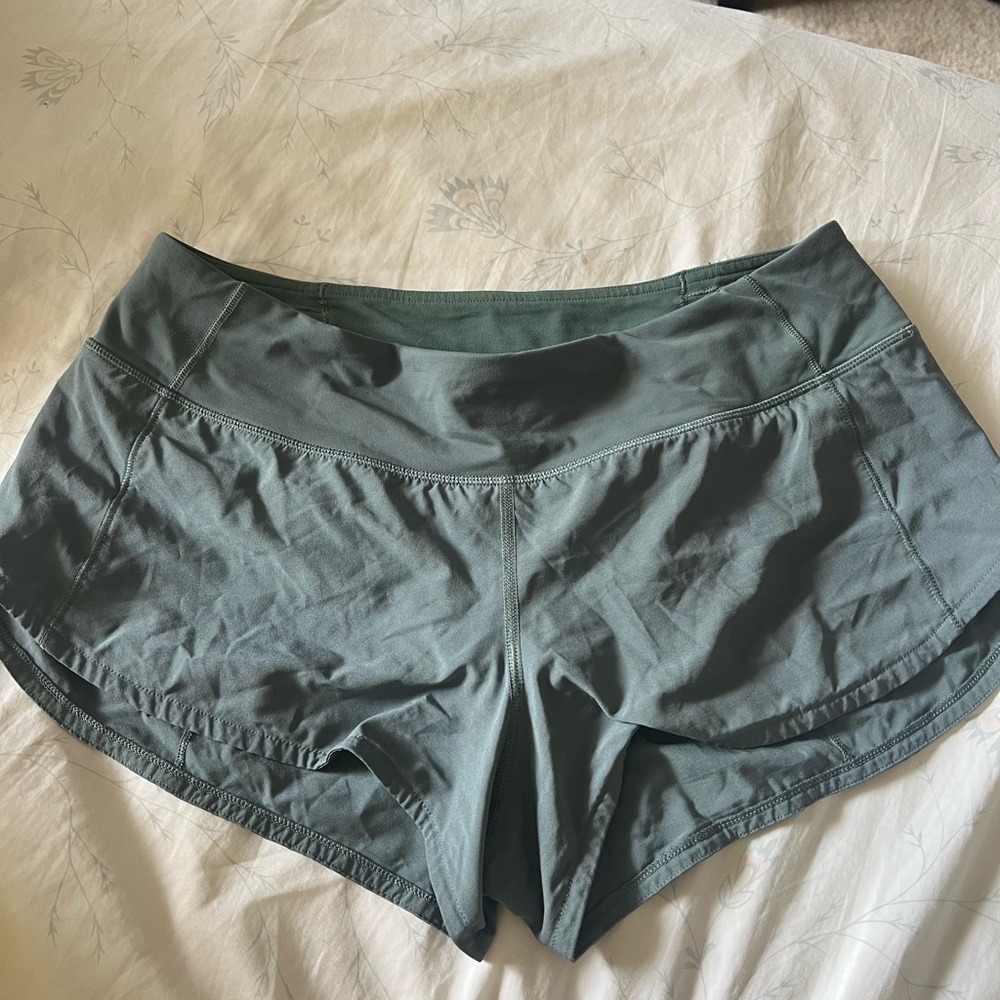 Olive green LuluLemon speed shorts
